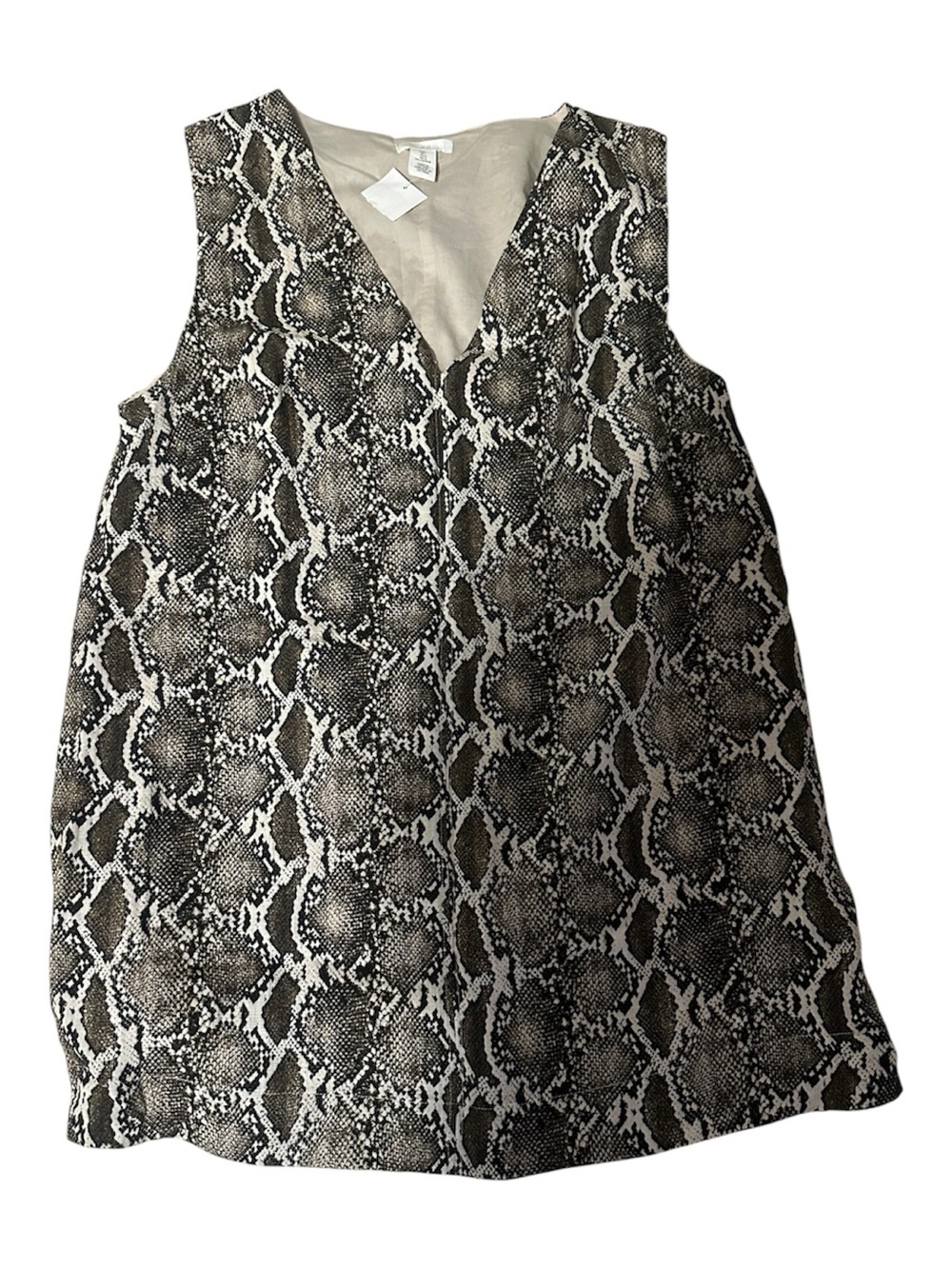 H&M Snake Print V-Neck Sleeveless Dress in Black and White